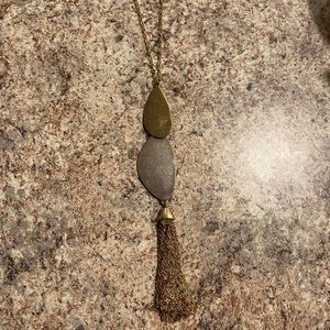 Carol D long silver and Gold Necklace